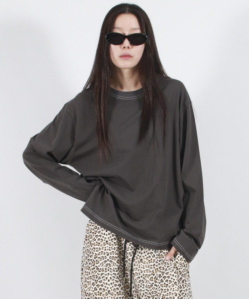 OUTSTITCH LOOSE FIT LONG SLEEVE TEE - Charcoal