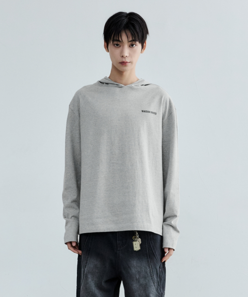 MAISON HOODED LONG SLEEVE MELANGE GRAY