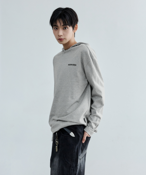 MAISON HOODED LONG SLEEVE MELANGE GRAY