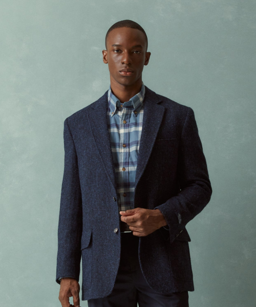Жакет Harris Tweed мешочного силуэта (Navy) (BBJSMMF402)
