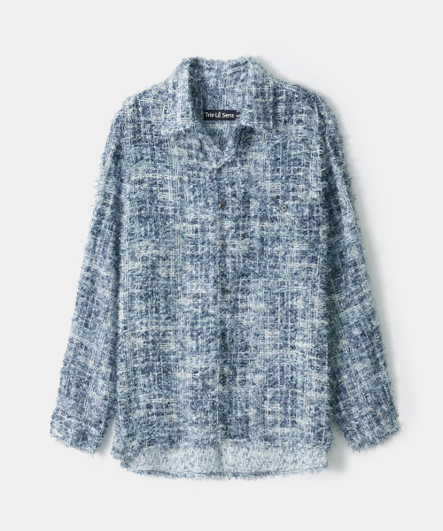 Рубашка в бахроме и клетку Tweed — Blue Mix