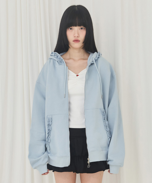 Frill Hoodie Zip-up (светлый синий)