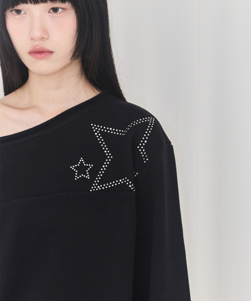 Star Off-shoulder Sweatshirt (чёрный)