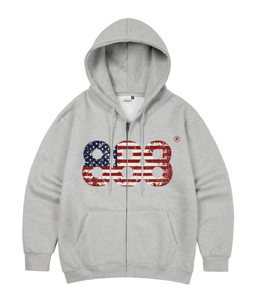 Оверфит худи на двухсторонней молнии USA NUMBER.888 (без начеса, 3 COLORS)