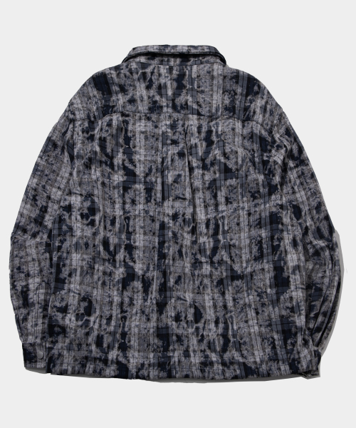 Рубашка Ethnic с двойным карманом, винтажный принт, сине-белый блок [Blue]