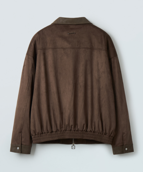 Замшевый бомбер с кожаной отделкой (Dark Brown)