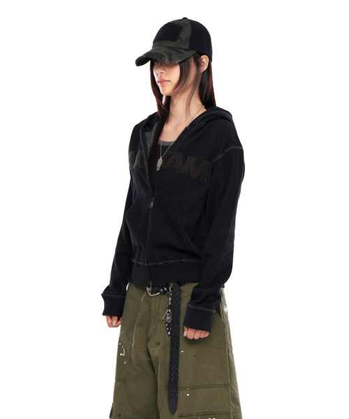 Boucle Logo Zip-Up Hoodie (чёрный)