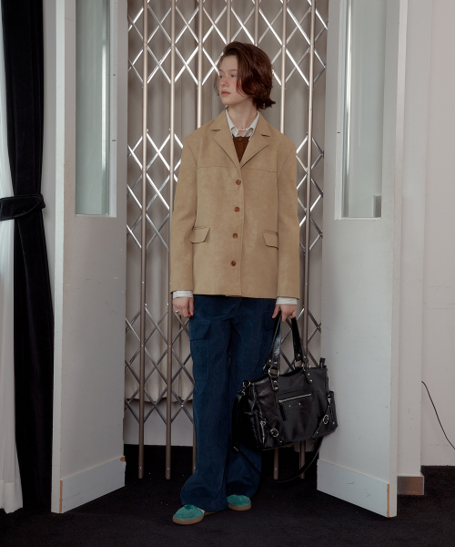 CORDUROY CARGO WIDE PANTS_NAVY