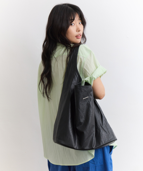 Vintage Crack Leather Hobo Bag(чёрный)