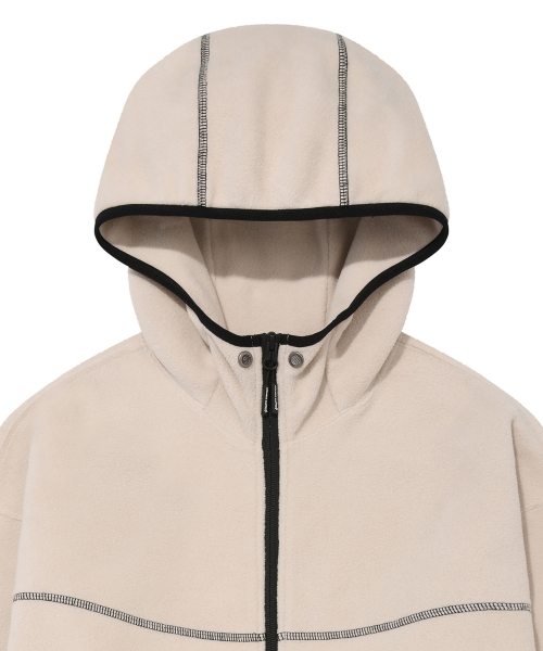 STITCH POINT FLEECE HOOD ZIP-UP (IVORY)