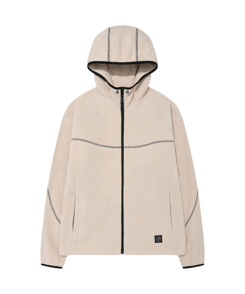 STITCH POINT FLEECE HOOD ZIP-UP (IVORY)