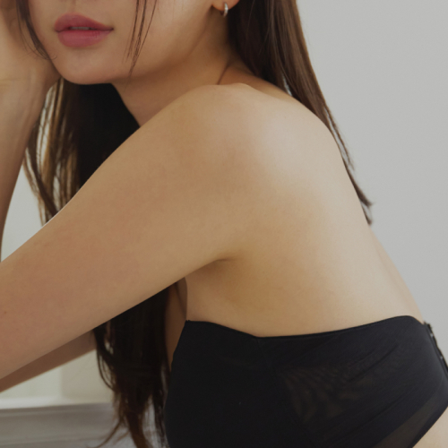 [3PCS] Nudy Mesh Off Shoulder - 2Color