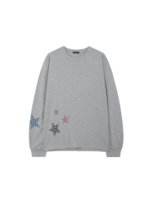 Star patchwork long sleeve tee_melange серый