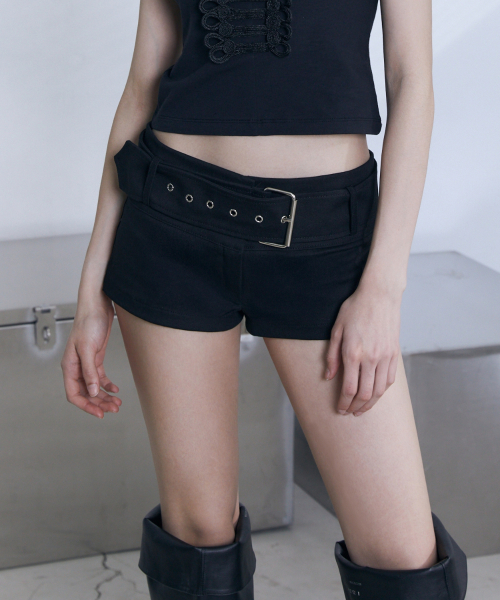 Latch Micro Belt Shorts (BLACK) thumbnail 2