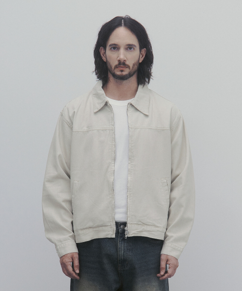 вальяный Cotton Two-Way Zip-Up куртка (Cream