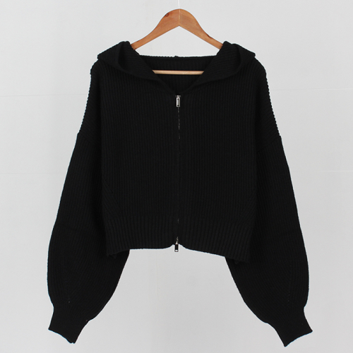 Two-Way Hooded Zip-Up Long-Sleeve Knit кардиган (8 Colors)