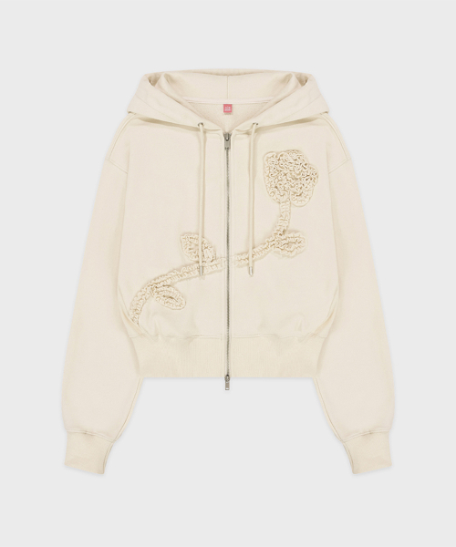 роза оборка худи zip-up (кремовый)