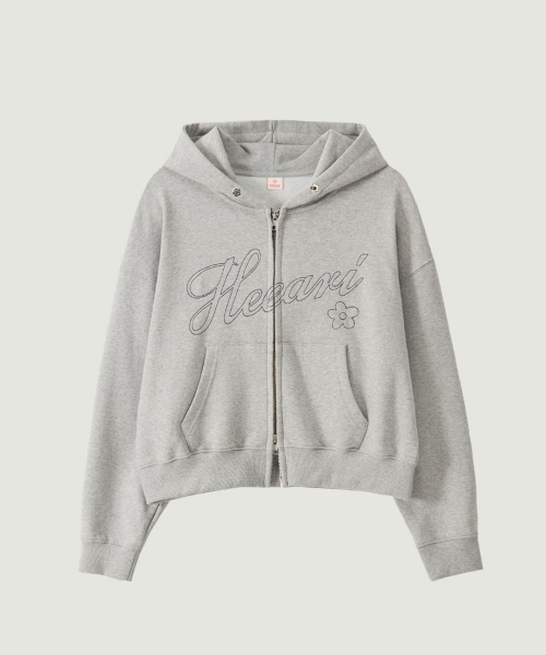 Heeari лого стёжка zip-up худи серый