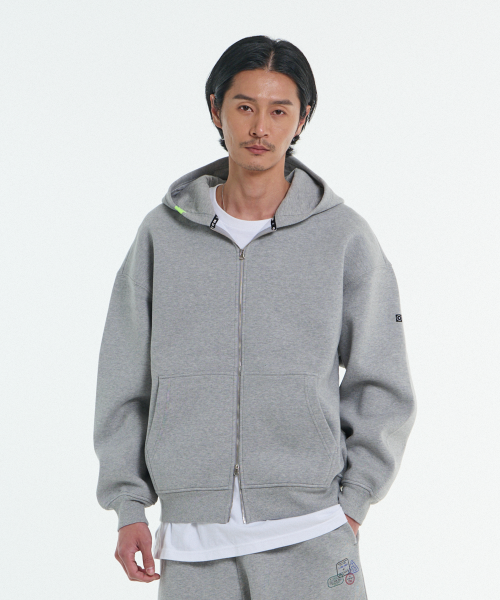[L~4XL] Базовый худи на молнии 2WAY_Grey