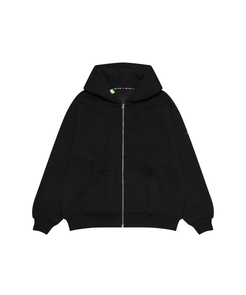 [L~4XL] Базовый худи-зиппер 2WAY оверсайз_Black