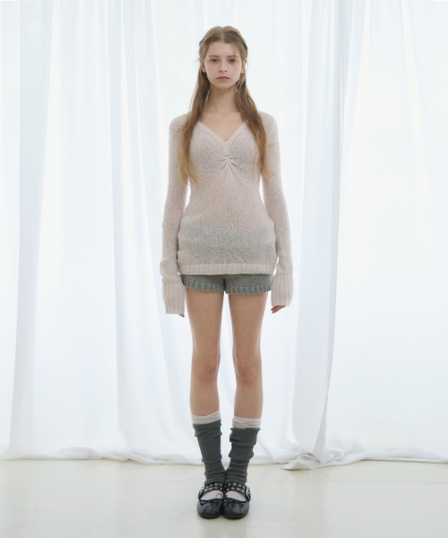 Свободный трикотажный топ Aisa из мохера [Baby Pink]