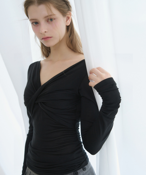 Футболка со сборками Aoi Ribbon Ballet [BLACK]