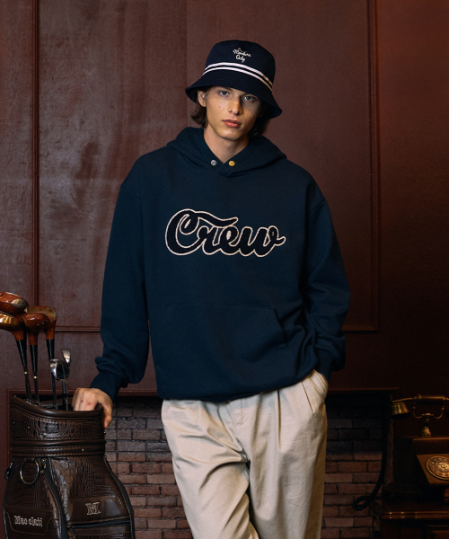 CREW LOGO HOODIE NAVY