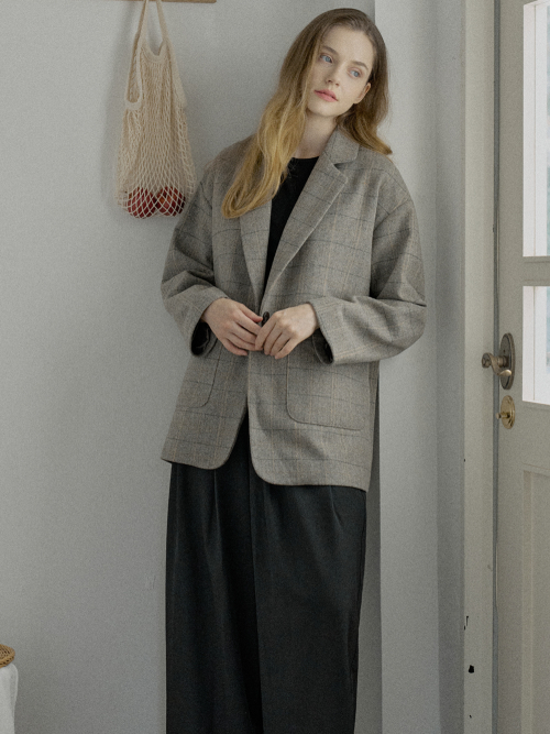 Check Herringbone Oversize пиджак - LIGHT GREY