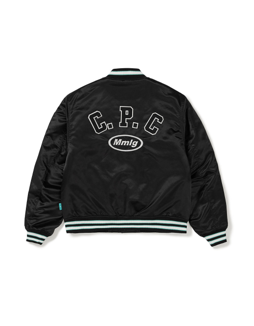 [Mmlg] CPC SATIN VARSITY JACKET (BLACK)
