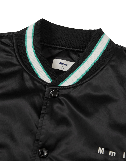 [Mmlg] CPC SATIN VARSITY JACKET (BLACK)