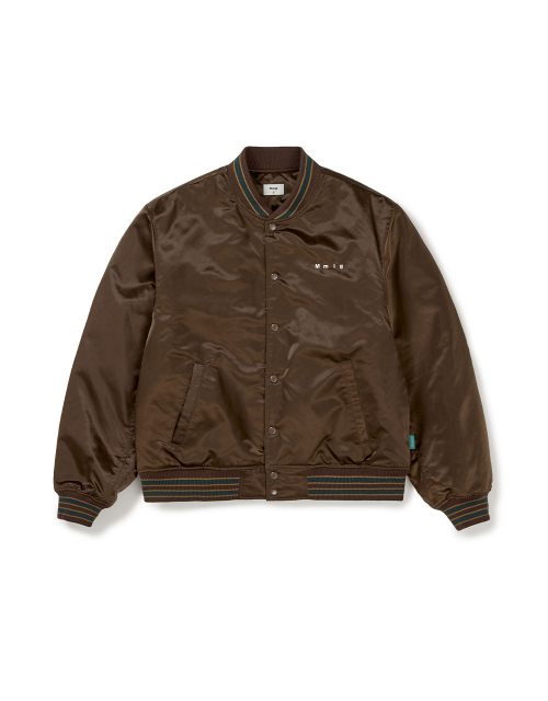 [Mmlg] CPC SATIN VARSITY JACKET (BROWN)