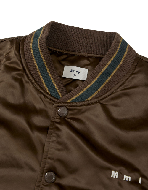 [Mmlg] CPC SATIN VARSITY JACKET (BROWN)