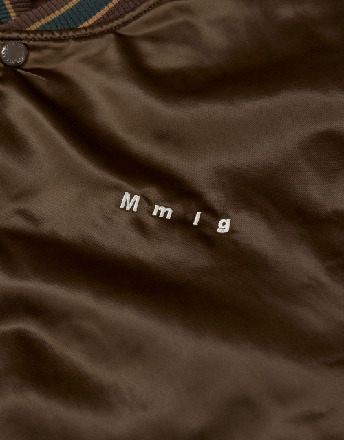 [Mmlg] CPC SATIN VARSITY JACKET (BROWN)
