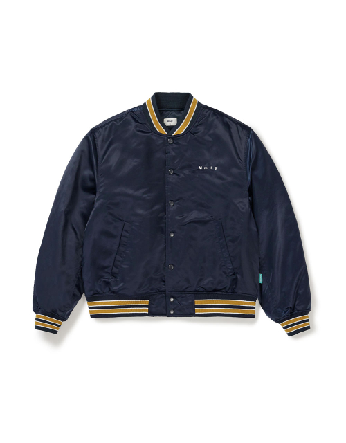 [Mmlg] CPC SATIN VARSITY JACKET (NAVY)