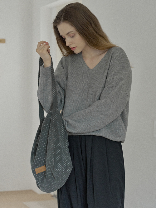 V-neck оверсайз Knit Pullover - GREY