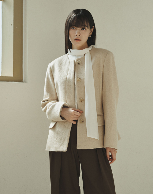 Шерстяная куртка с круглым вырезом ROUNDNECK WOOL JACKET 2COLOR
