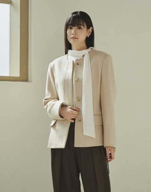 Шерстяная куртка с круглым вырезом ROUNDNECK WOOL JACKET 2COLOR