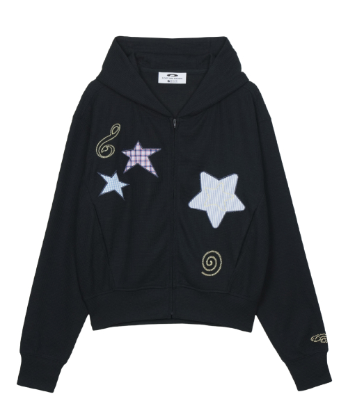 [FDR x HUHUEE] Waffle Applique Hood zip-up тёмно-синий