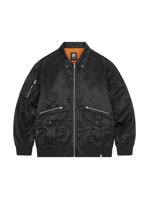 Нейлоновый бомбер с воротником (Black)