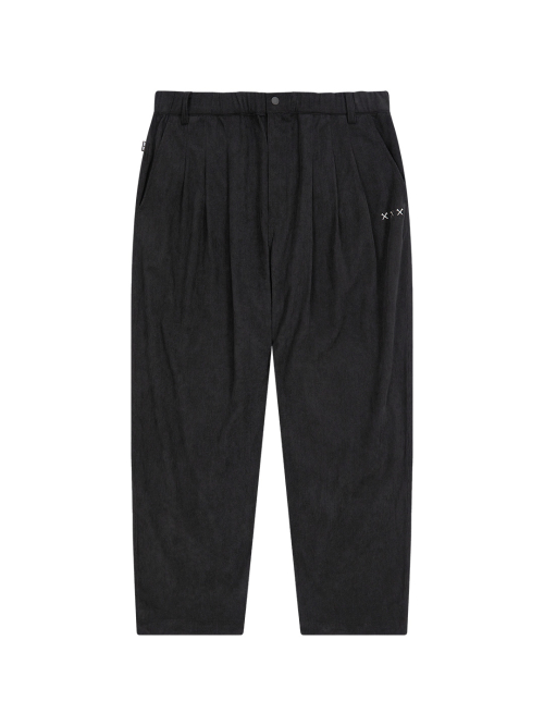 Широкие вельветовые брюки с тремя складками (Black)