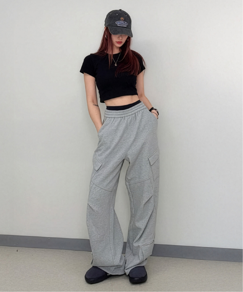 Slant Pleats Multi Cargo Sweat брюки M.Gray