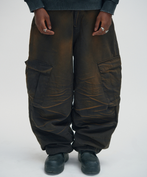 WASHED CARGO PANTS [DARK BLACK]