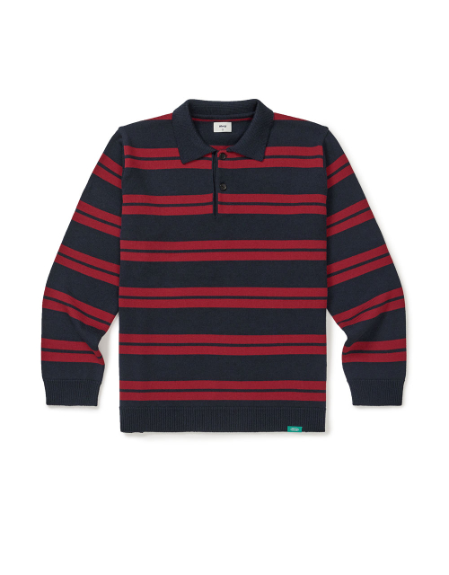 [Mmlg] STRIPE COLLAR KNIT (NAVY)