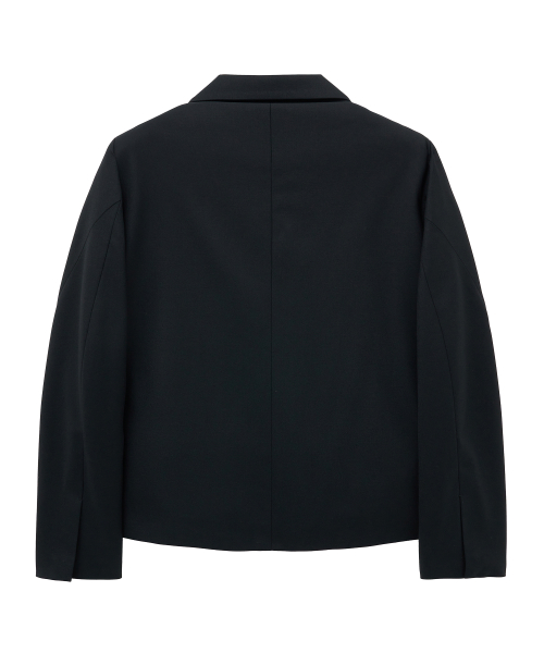 STRUCTURED WOOL SINGLE JACKET (BLACK)