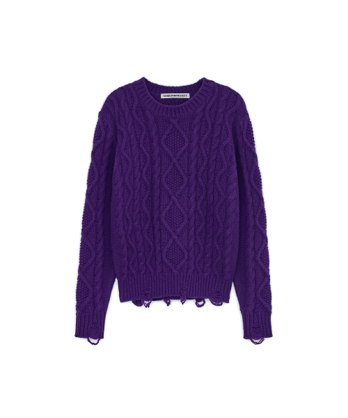 Damaged Cable шерсть Knit, PURPLE
