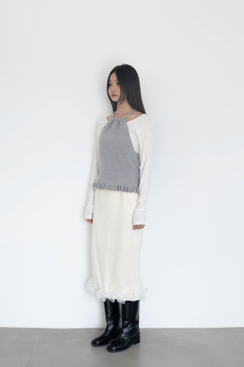 Шерстяной топ на бретелях Esther (Light Grey)