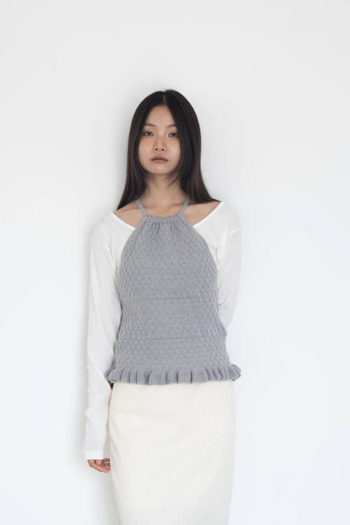 Шерстяной топ на бретелях Esther (Light Grey)