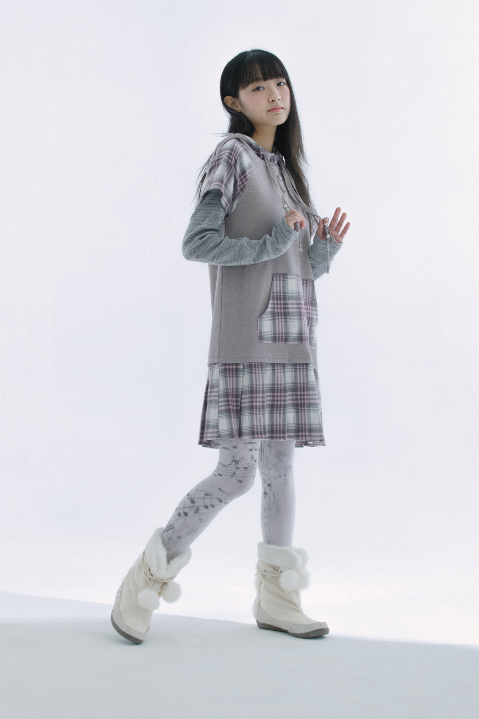MUSIC NOTE PRINT STOCKINGS - 2 COLORS WHITE