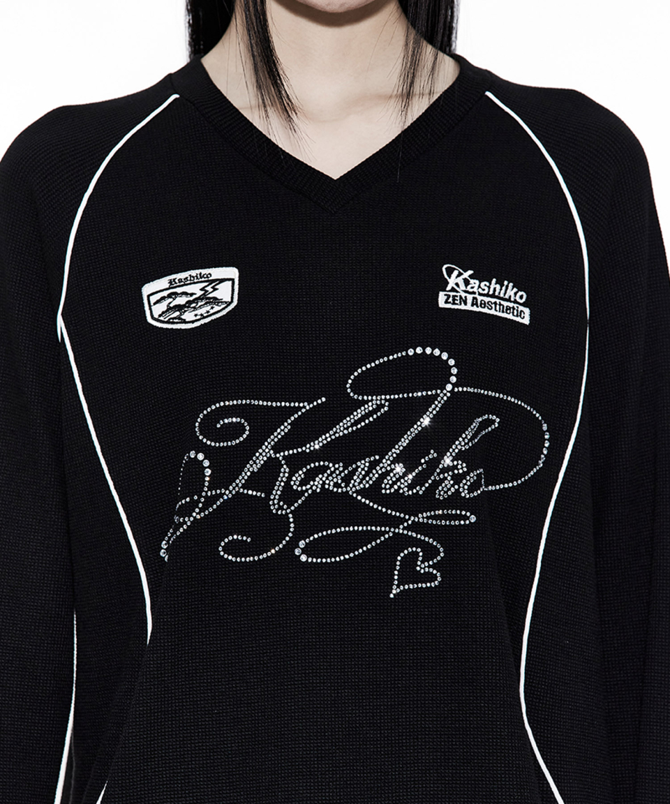 카시코(KASHIKO) Waffle Rugby Tee Black - 사이즈 & 후기 | 무신사