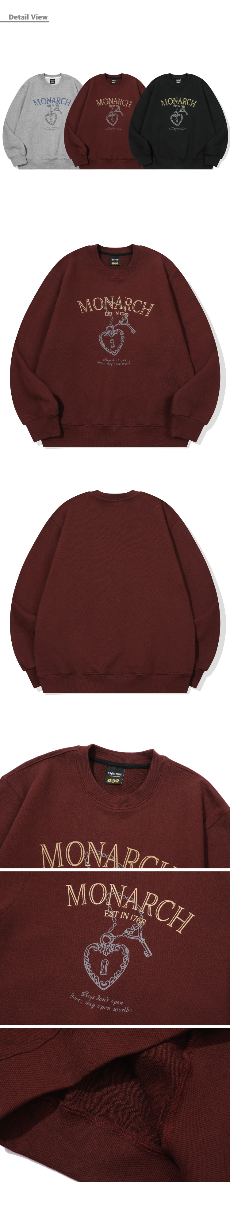 EMBROIDERY SWEATSHIRT - 4 COLORS BURGUNDY
